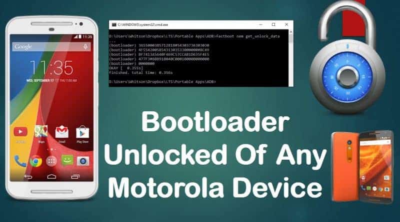 bootloader unlock from code via Motorola website.