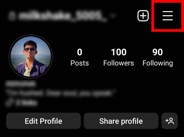 instagram app menu: Turn off online status