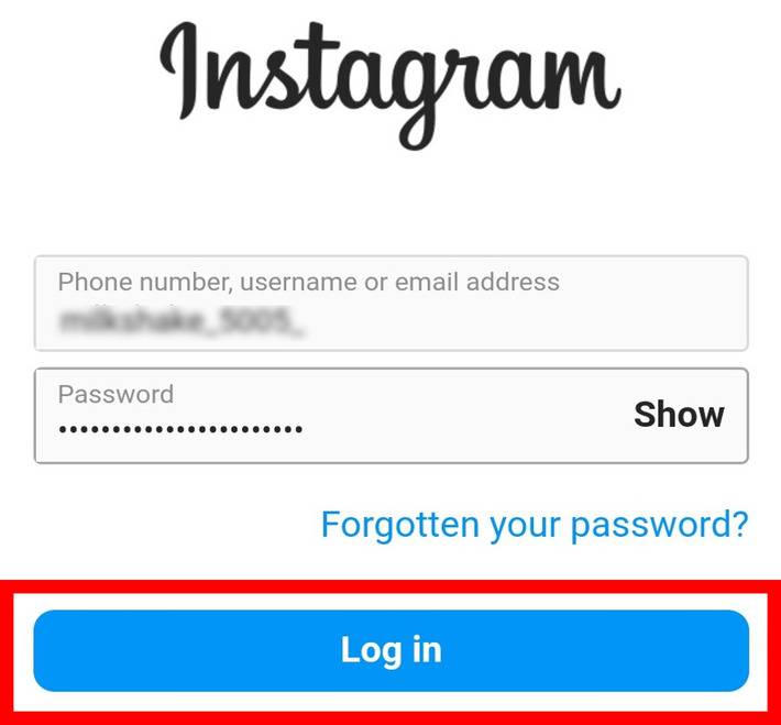 insatgram log in
