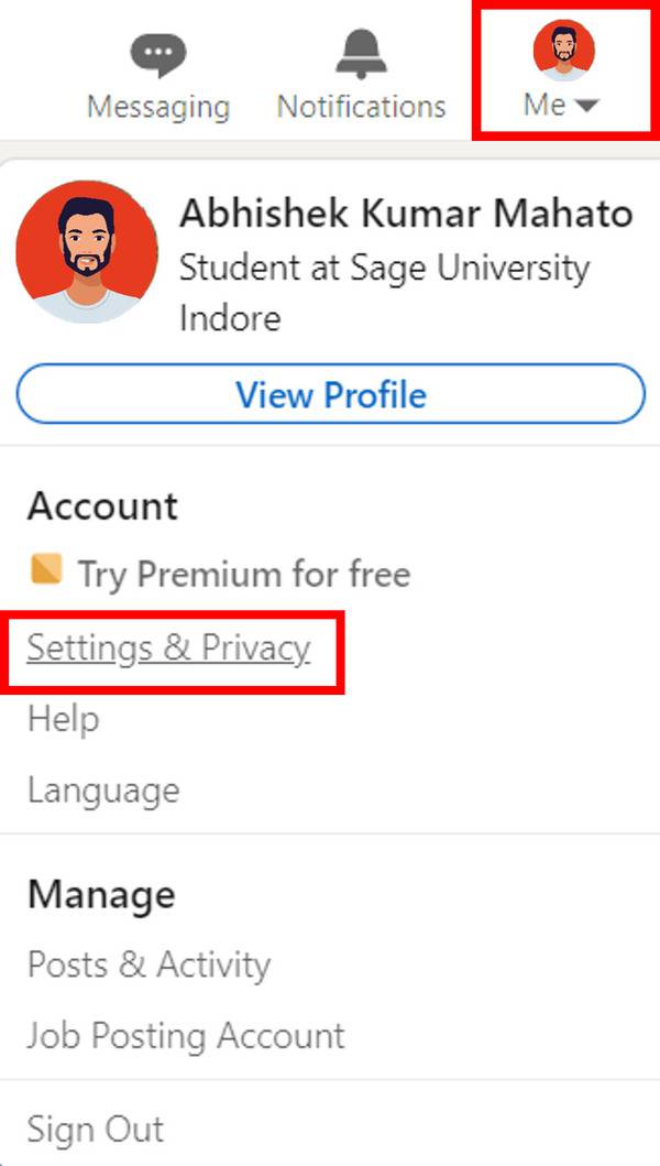 linkedin settings and privacy