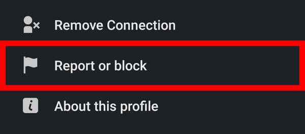 report or block account