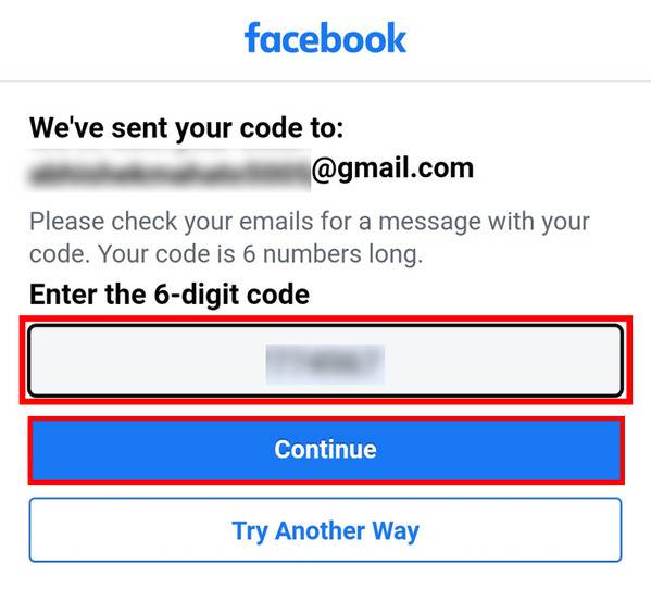 enter fb login code