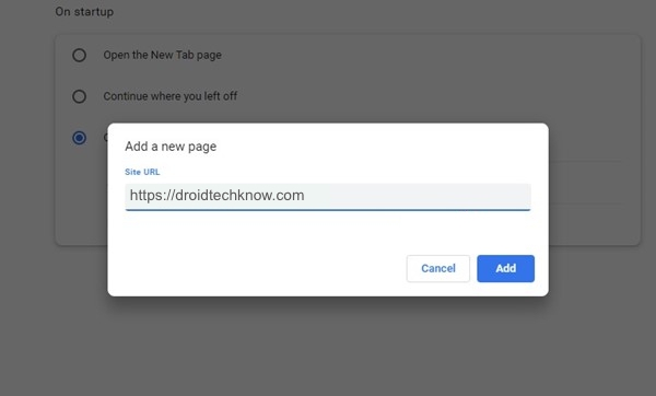 change the startup and homepage on chrome