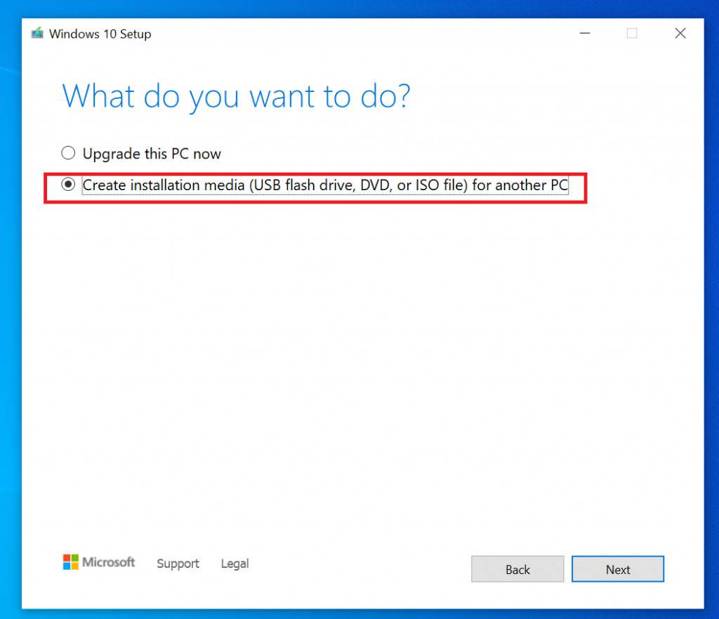 windows 10 pro create bootable usb media creation tool