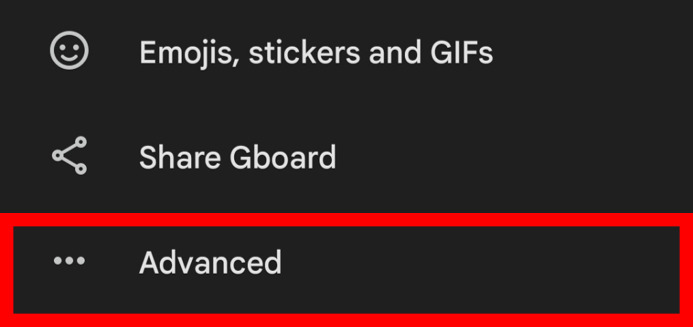 Advanced option, keyboard settings