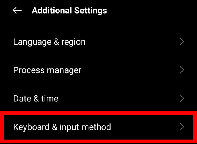 Keyboard & Input Method, keyboard setting option