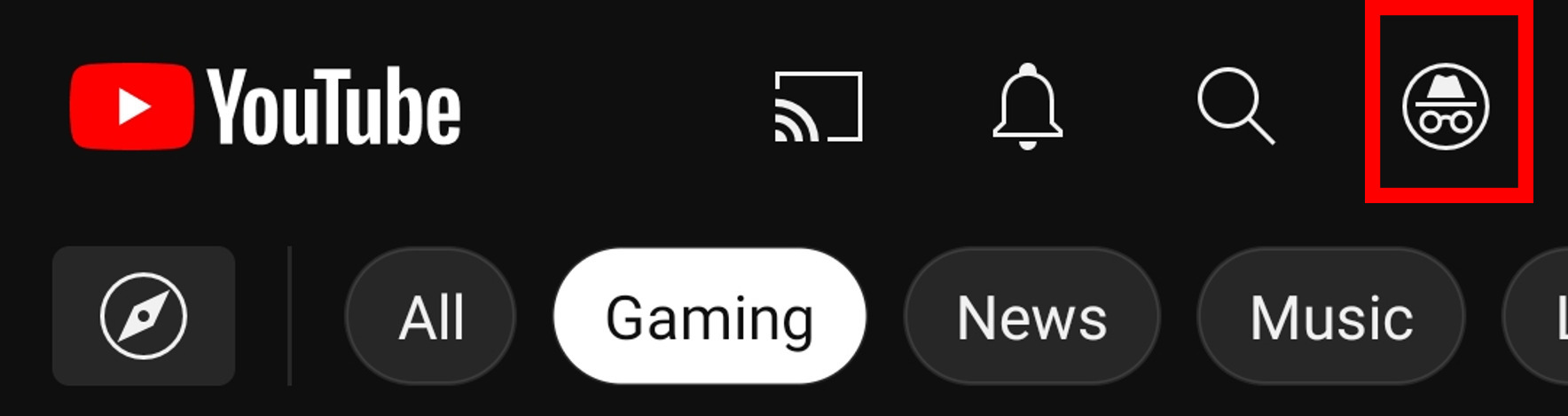 tap on incognito icon