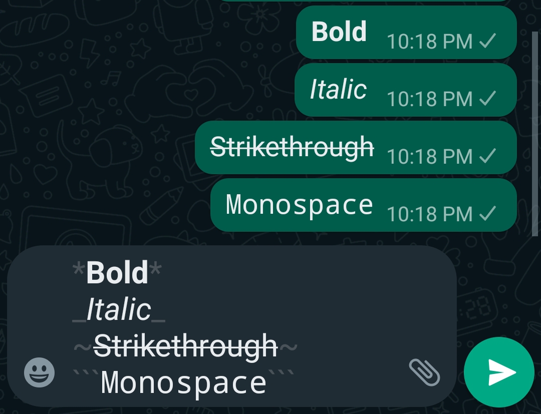 Manually format your messages on WhatsApp
