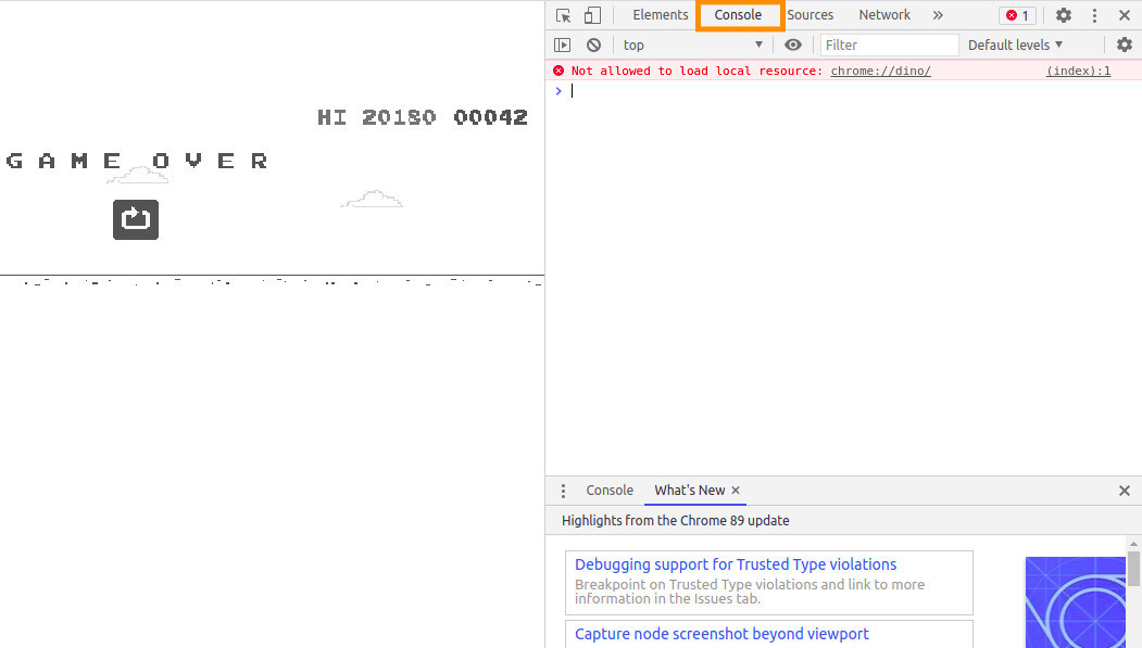 Hacking the Dino Game from Google Chrome