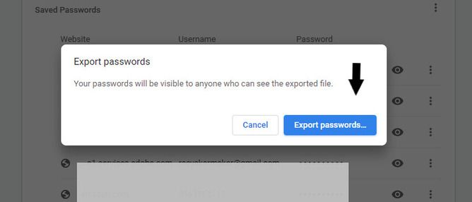 export password blue button