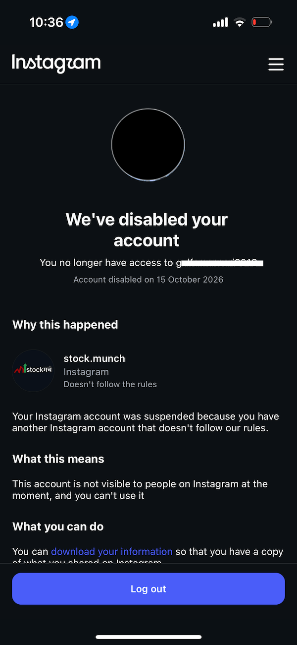 Stock munch Instagram Suspended account picture