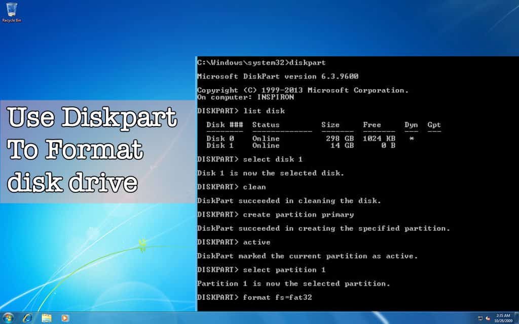 diskpart disk format