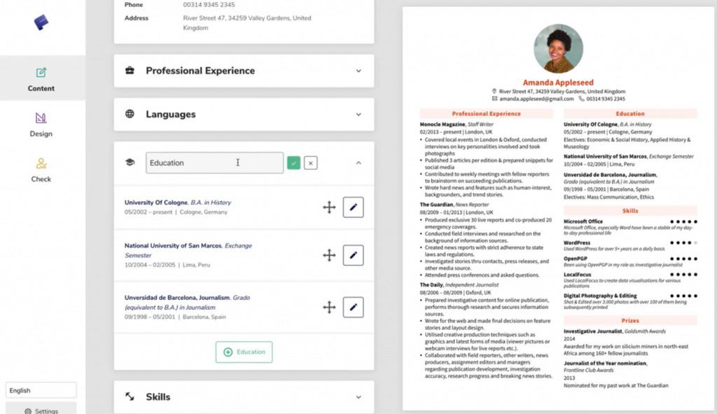 online cv maker free pdf