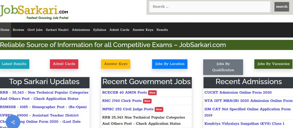 Job Sarkari -online job search website