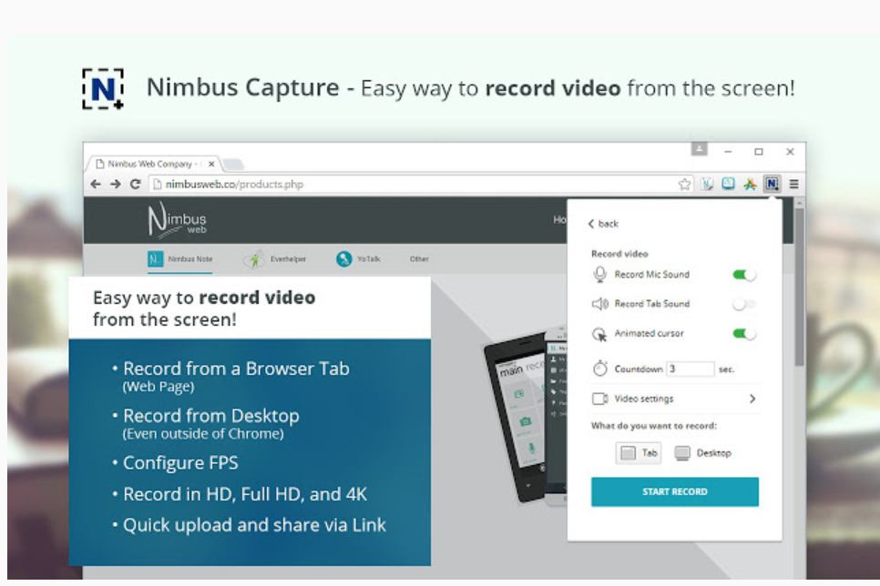 Nimbus screen recording extension