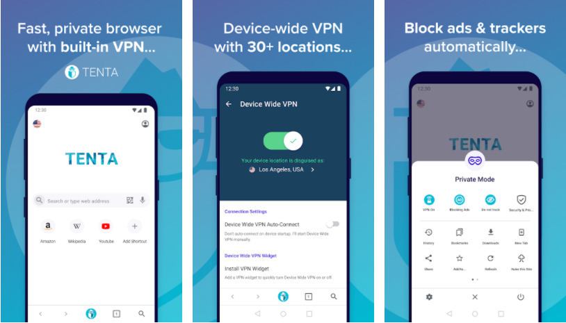 Tenta browser with VPN