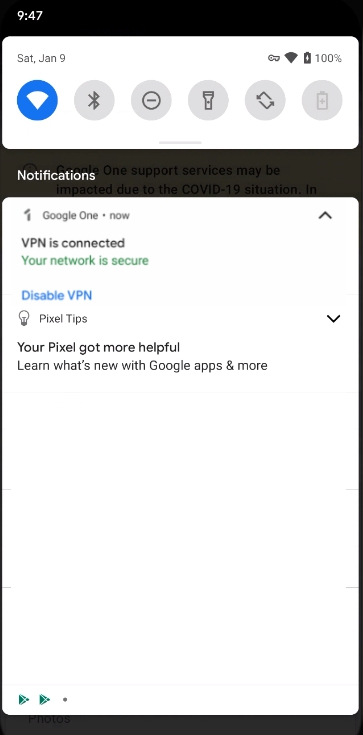google one vpn in notification