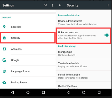 Enable external sources from your phone settings