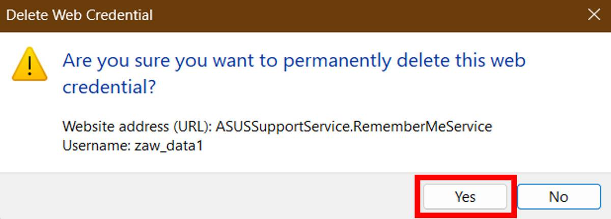 delete web credential